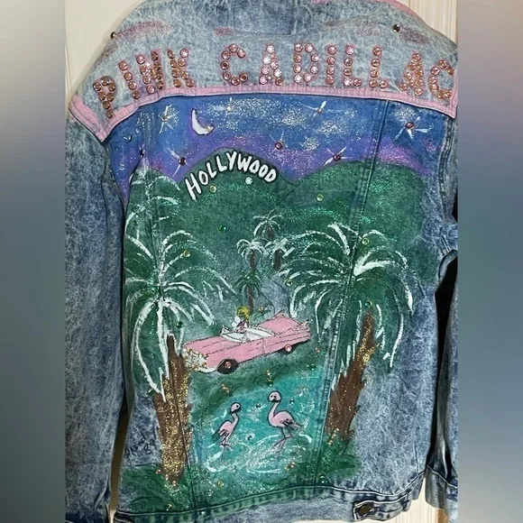 Vintage Distressed Studded Hollywood / Pink Cadillac Jean Jacket​​​​​​​​​​​​​​​​ - Picture 8 of 13